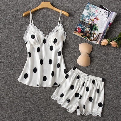 Pijama Baby Doll Cetim Bolinhas - Frete Gratis