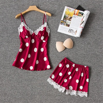 Pijama Baby Doll Cetim Bolinhas - Frete Gratis