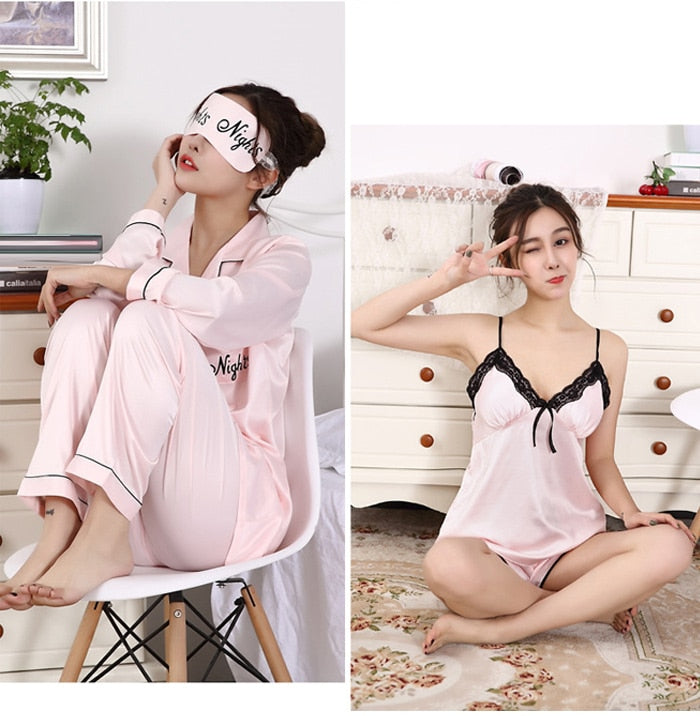 Pijama 5pcs c/ tapa olho - Frete Gratis