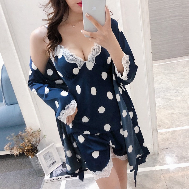 Pijama 4pcs nightgown sexy - Frete Gratis