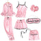 Pijama Cetim Kit 7pcs Listrado - Frete Gartis