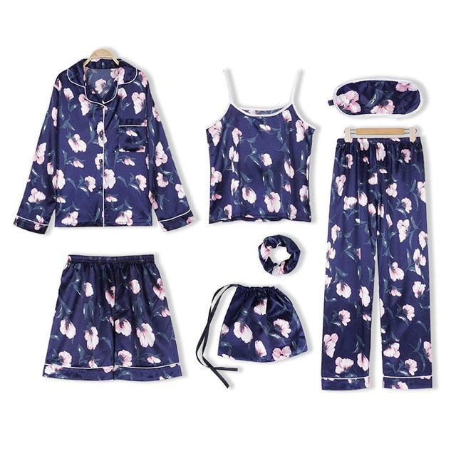 Pijama Cetim Kit 7pcs Varias Estampas - Frete Gartis