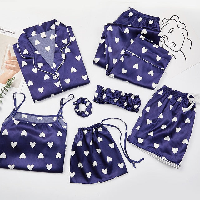 Pijama Cetim Kit 7pcs Varias Estampas - Frete Gartis