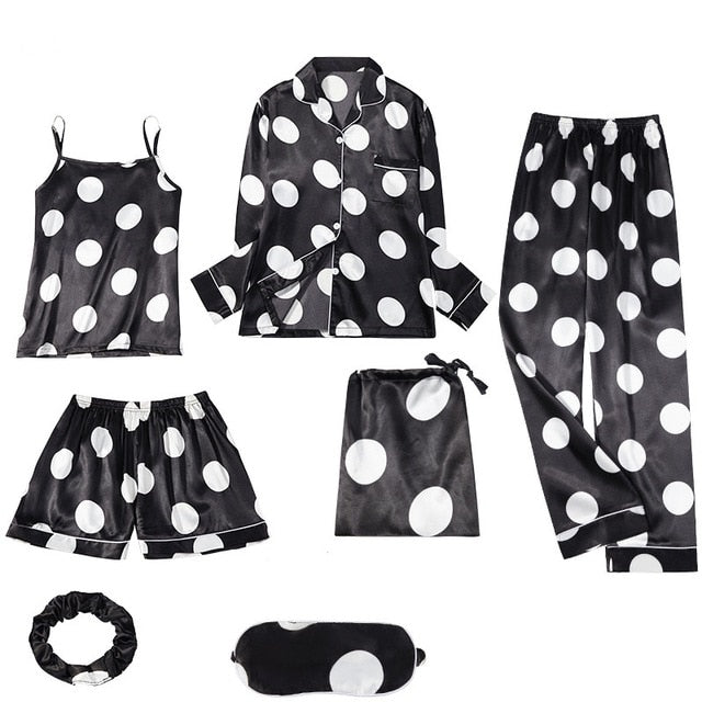 Pijama Cetim Kit 7pcs Varias Estampas - Frete Gartis