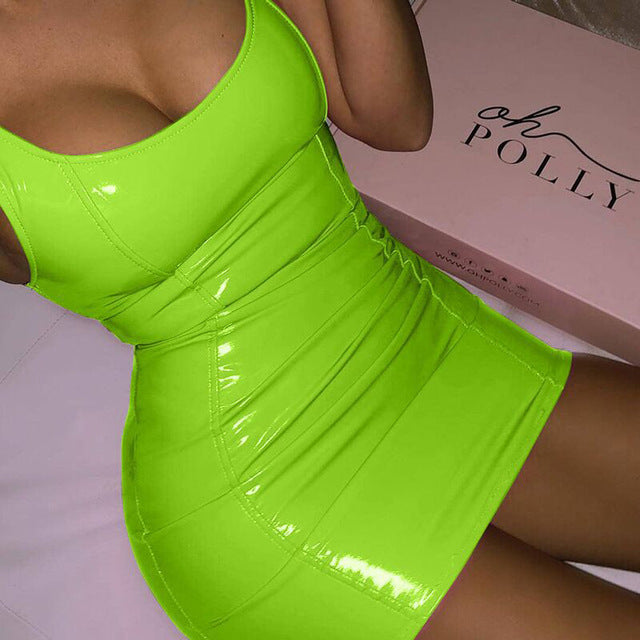 Vestido De Couro Neon Sexy